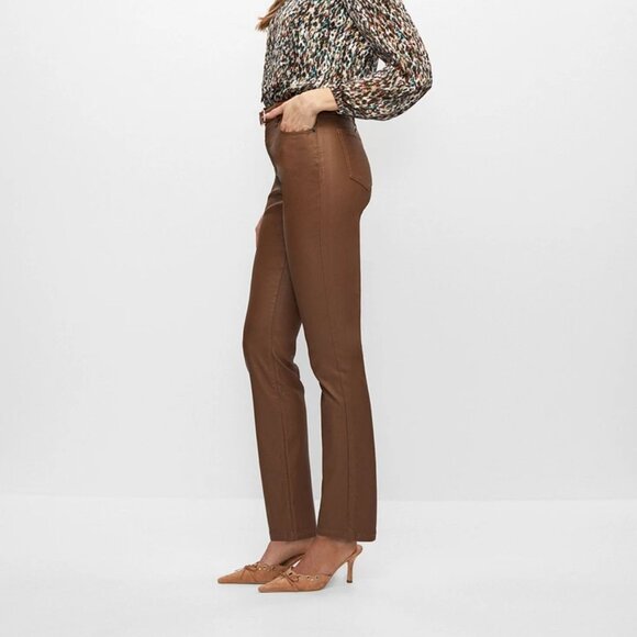 BNWT Melanie Lyne Essential Coated Straight Leg Jeans, Burgundy, Wine color - Picture 1 of 6